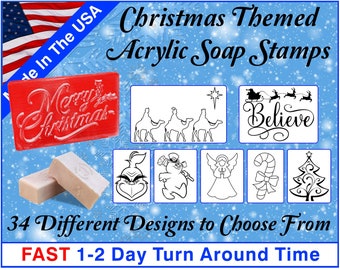 Christmas Soap Stamp Designs - Acrylic Soap Stamp - Stamp for Holiday Soap Makers