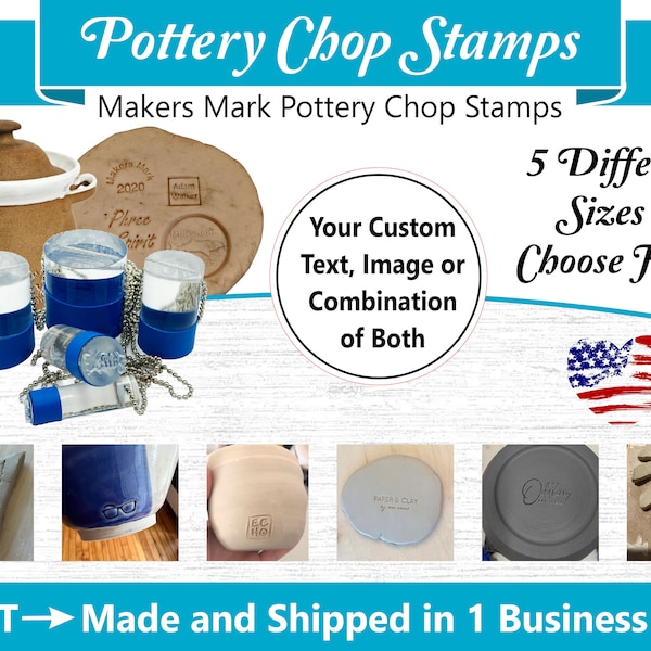 Chop Stamp - Pottery Tool - Makers Mark Stamp for Clay , Ceramic & Pottery