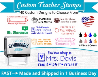 Custom Self-Inking Teacher Stamps ~ Teacher Ink Stamps ~ Grading Stamps ~ Classroom Stamps ~ With Your Custom Text