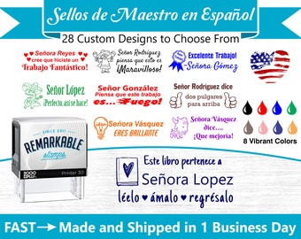 Sellos de Maestro en Español ~ Teacher Ink Stamps ~ Grading Stamps ~ Classroom Stamps ~ With Your Custom Text