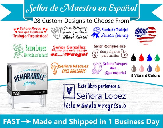 Sellos De Maestro En Español Teacher Ink Stamps Grading Stamps Classroom  Stamps With Your Custom Text 