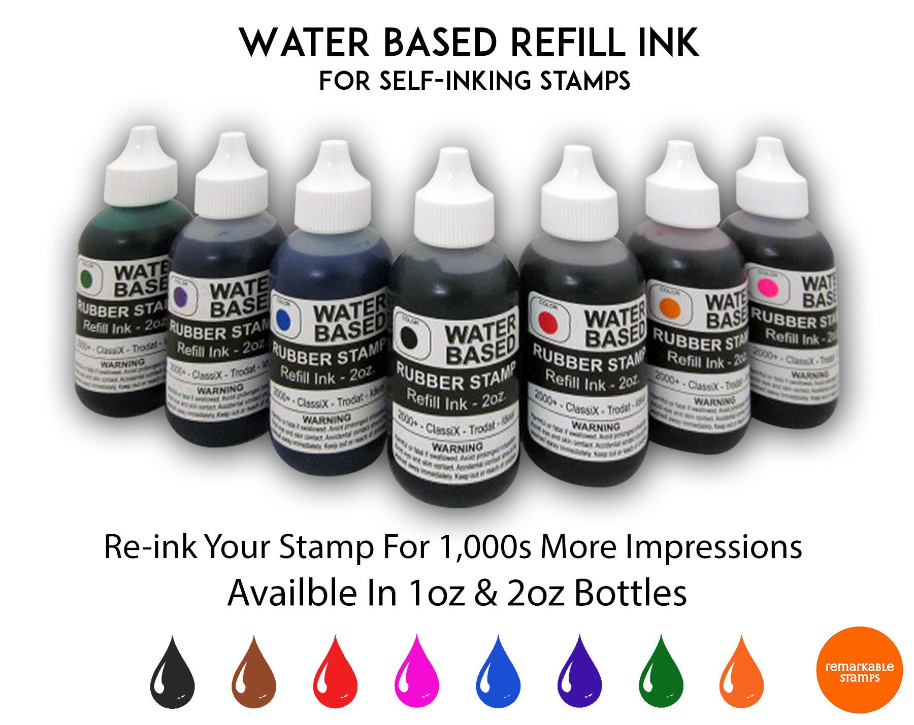 Waterbased self inking stamp ink refill for fabric clothes stamp