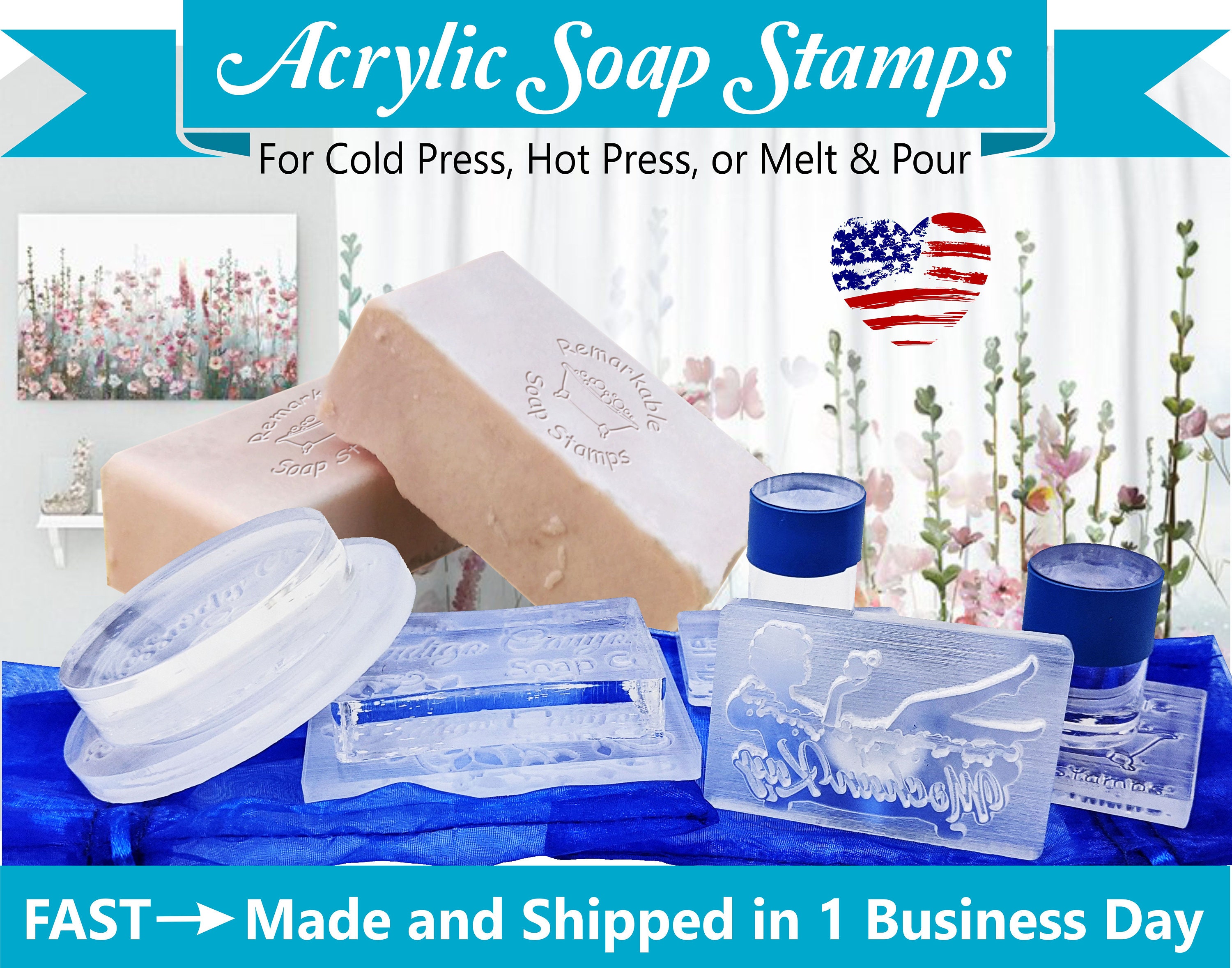  CRASPIRE Acrylic Soap Stamp with Love Handmade Soap