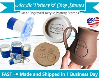 Laser Engraved Acrylic Pottery & Chop Stamps