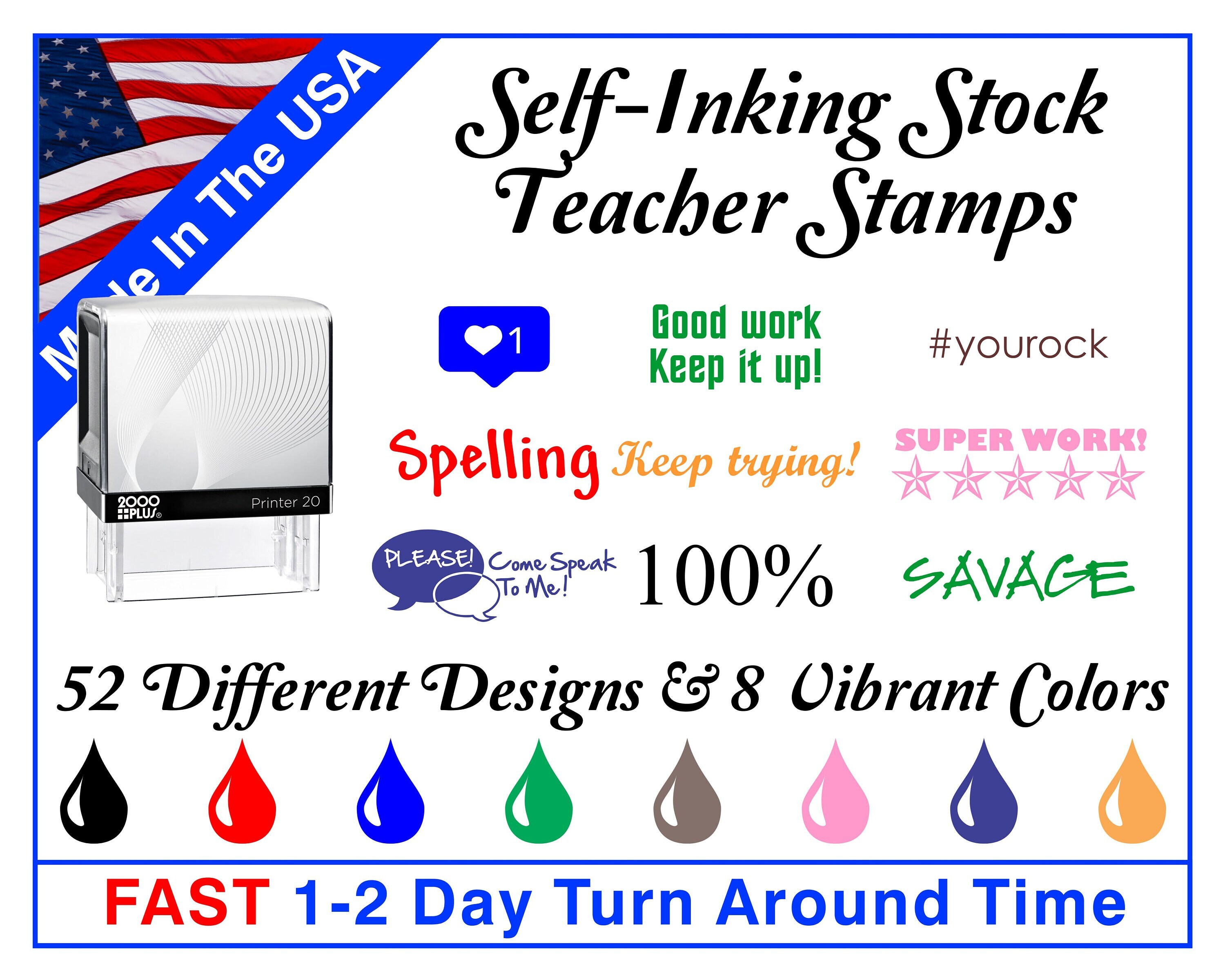 Selfinking Stock Teacher Stamps Teacher Ink Stamps Etsy UK