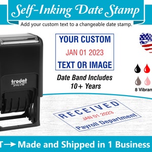 4750 Custom Date Stamp with Text and Changeable Date