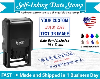 4750 Custom Date Stamp with Text and Changeable Date