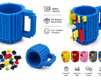 350ml Building Blocks DIY Novelty Cup Cool Coffee Mug for Kids Creative Novelty Funny Coffee Mug Cup Gift