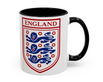 Retro England Three Lions Mug | Vintage Football Supporter Gift | Classic England Badge Coffee Cup | England Fan Mug