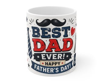 Dad Ever Mug | Retro Mustache Tie Coffee Cup