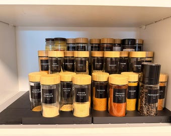 Custom Fit 3-Tier Spice Rack | 18–60 Jars | Cabinet Organizer