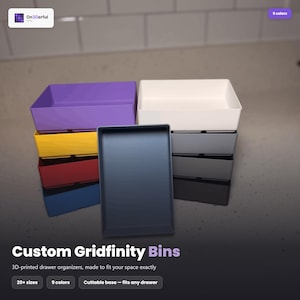 Mid-Depth Storage Bin for Desk Drawers, Kitchen Utensils and Office Supplies, Modular Gridfinity Organizer