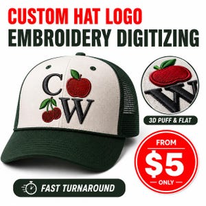 Digitalisierungsservice für individuelle Hutlogo-Stickereien, 3D-Puff- und Flatfiles