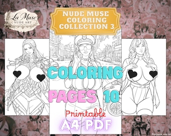 Adult Coloring Book PDF, Sexy Female Figure Line Art, Mature Boudoir Coloring Pages, Relaxing Printable Art (A4 Instant Download)
