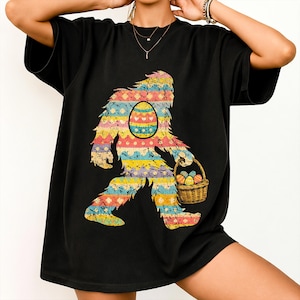 Bigfoot Easter Bunny T-Shirt, Sasquatch Egg Hunt Tee, Funny Bigfoot Vintage Shirt, Funny Easter Sasquatch Bunny Shirt