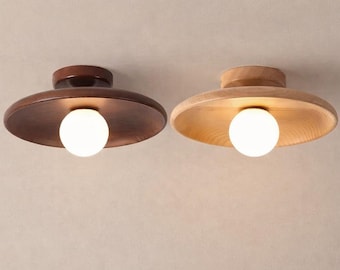 Nordic Wooden Ceiling Light Minimalist Flush Mount Lamp Modern Wood Ceiling Lamp Bedroom Lighting Fixture Japandi Home Decor Light