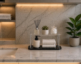 2-3 Tier Acrylic Organizer Shelf Perfume Organizer Vanity Storage Rack Makeup Display Bathroom Counter Coffee Mug Stand Aesthetic