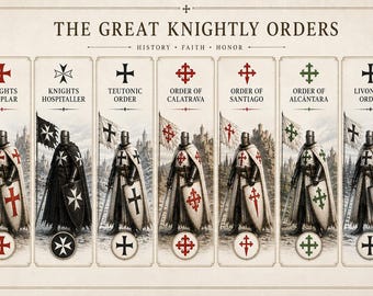 Medieval Knightly Orders Poster Set | Templar, Teutonic & Crusader Orders |Historical Wall Art | Digital Collection 1st part