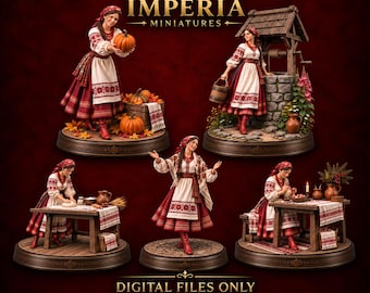 Ukrainian Women & Traditions – 5 Traditional Female Figures___3mf _STL _OBJ 120mm figures for 3D Printing