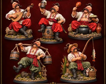 Ukrainian Cossacks – Humorous Collection__ 3mf _STL _OBJ 120mm figures for 3D Printing