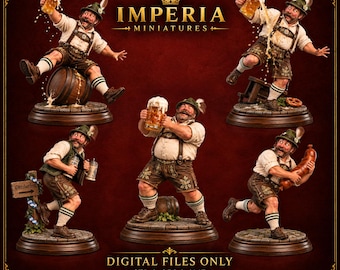 Oktoberfest Miniatures Set – Funny Bavarian Beer Guys___3mf _STL _OBJ 120mm figures for 3D Printing
