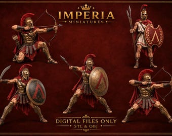 Spartan Warriors Miniatures STL & OBJ – Ancient Greek Warrior Set | 3D Printable Figures 120mm