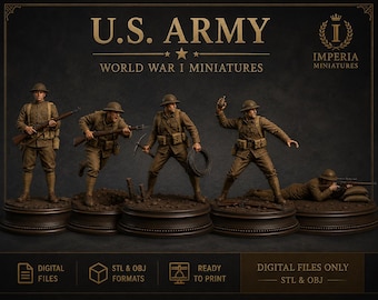 WWI US Charging Infantryman stl |World War 1 Soldier Miniature | 3d Printable Figure |