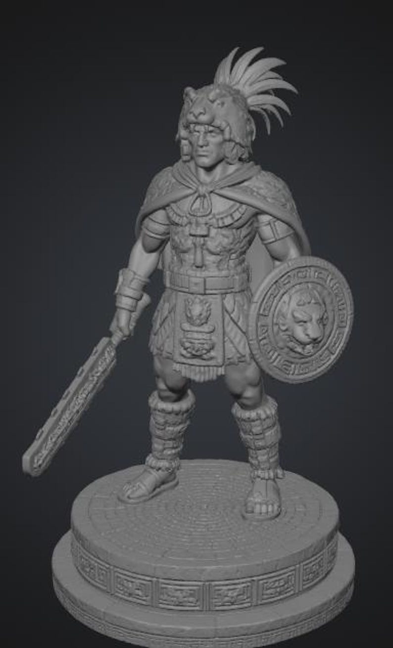Aztec Chess Set STL | 3D Printable Historical Chess Pieces | Mesoamerican Warrior Miniatures | Resin Miniatures | Digital Download image 10