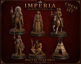 Indians Chess Set – Native American Warriors | STL & OBJ Digital Files