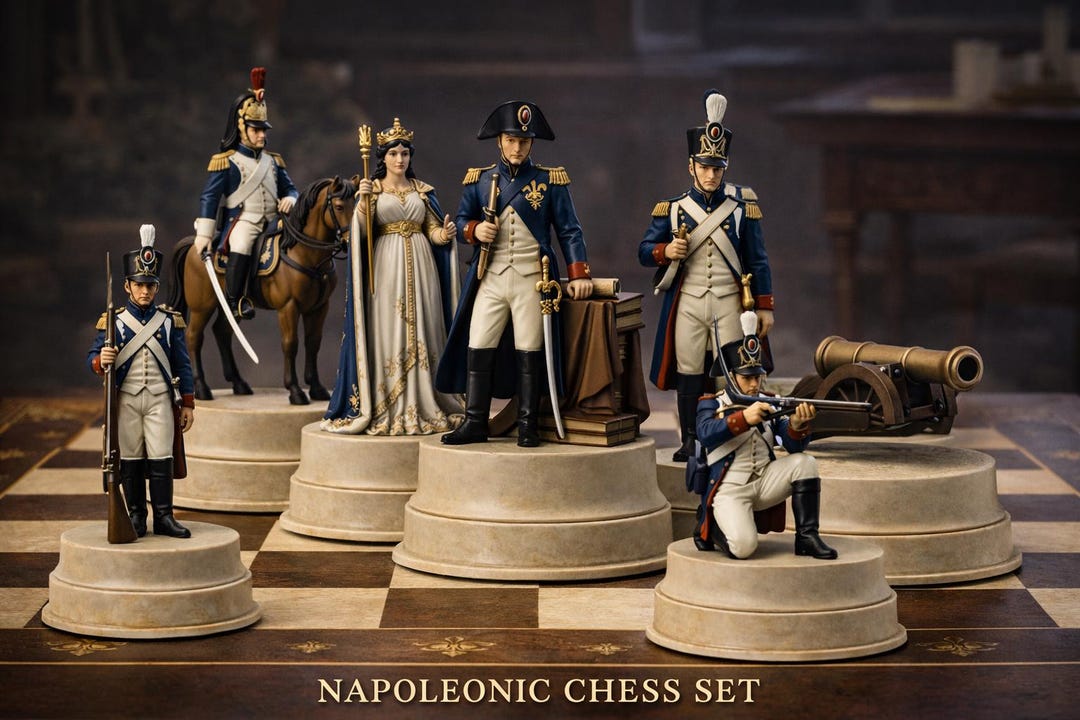 Napolean Decorations Napoleonic Chess Set STL & OBJ Files, Vintage Historical Chess Pieces ...