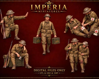 U.S. Army WW1 – World War I Miniatures__3mf _STL _OBJ 120mm figures for 3D Printing