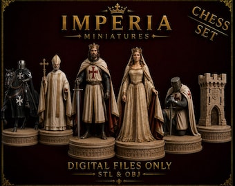 Crusader Chess Set STL | Crusaders vs Saracens | Medieval 3D Printable Chess Pieces | Historical STL & OBJ Files