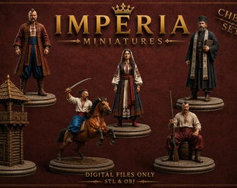 Ukrainian Cossack Chess Set – Historical Warriors & Figures STL OBJ | 3D Printable Chess Pieces