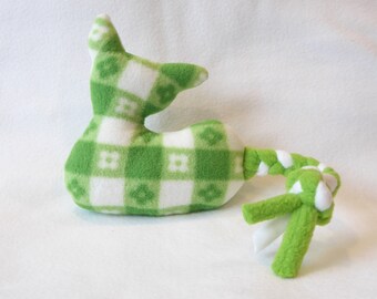 Cat With Braided Tail Dog Toy Green Tablecloth Print