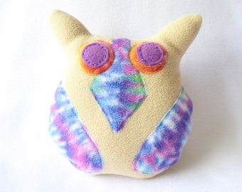 Owl Dog Toy With Squeaker - Tan Body with Rainbow Wings