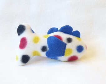 Organic Catnip Toy Fish - Red & Blue Polka Dot Print with Blue Fins