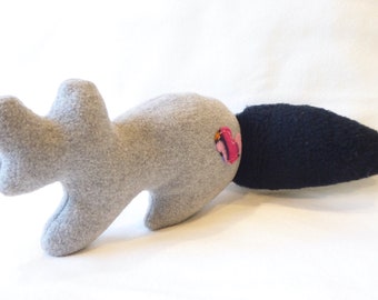 Dog Toy Squirrel With Squeakers - Gray with Black Tail