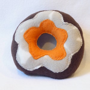 Dog Donut Toy Gray Camo Print with Orange Center image 1