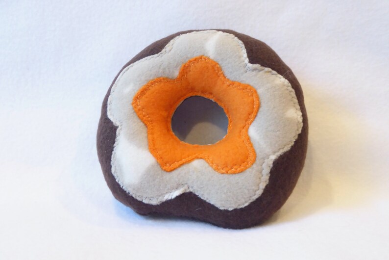 Dog Donut Toy Gray Camo Print with Orange Center image 1