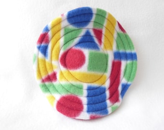 Mini Flying Saucer Dog Toy - Building Block Print W/Red Back