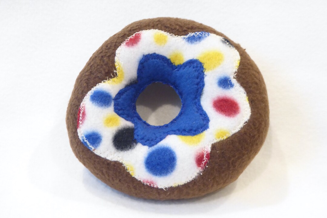Dog Donut Toy Polka Dot Print With Blue Center Etsy