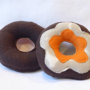 Dog Donut Toy Gray Camo Print with Orange Center image 4