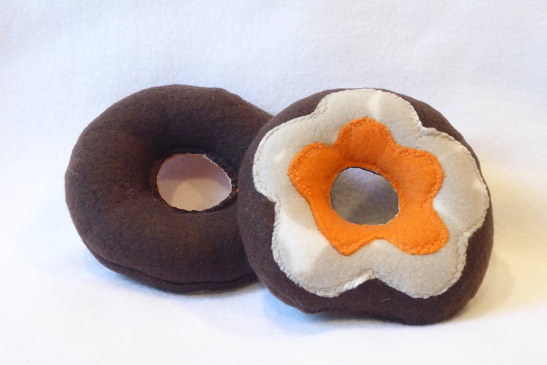 Dog Donut Toy Gray Camo Print with Orange Center image 4