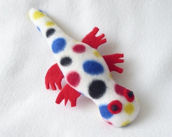 Lizard Cat Toy - Polka Dot Print/Red Feet