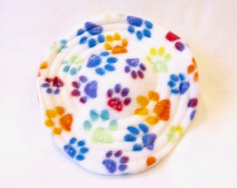 Mini Flying Saucer Dog Toy - Paw Print on White