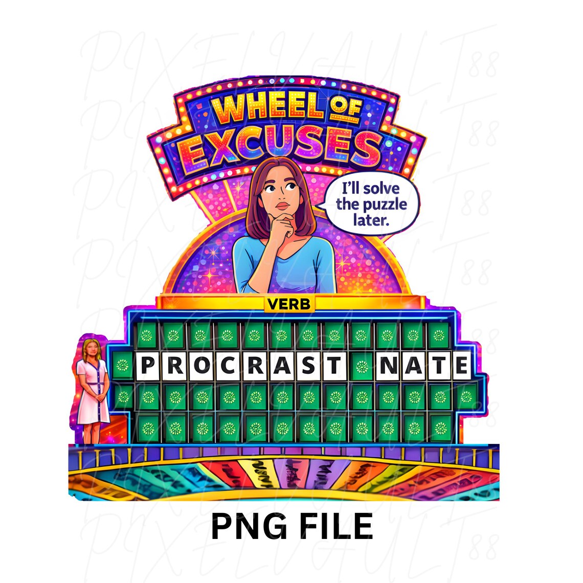 Wheel of Excuses PNG – Funny Procrastination Meme – “i’ll Solve It ...