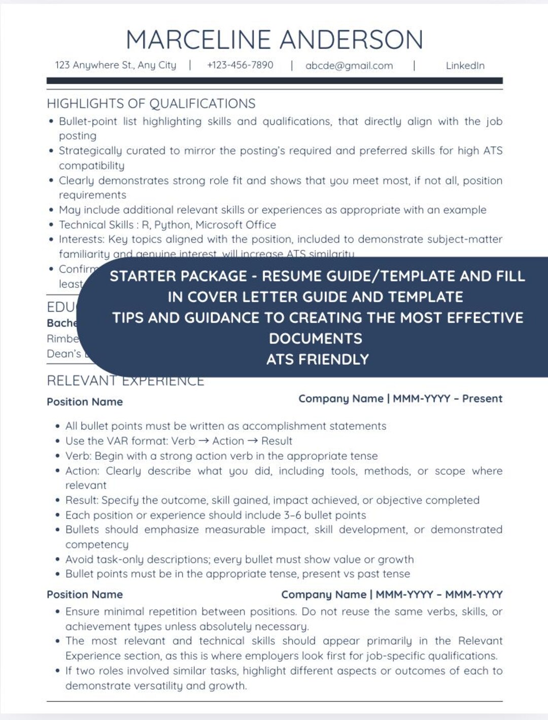 Cover Letter Guide/template Bundle | ATS Friendly - Etsy