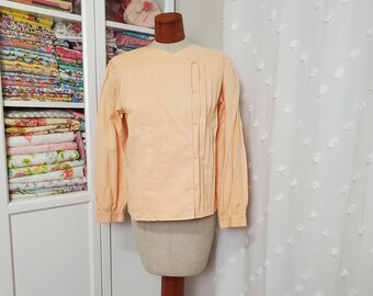 【BAON】Romini Peach Fuzz Check Button Long One Piece Vintage 1980's / 90's Peach Pin Tucked Offset Button Through