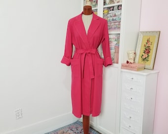 Vintage 1940's / 50's Hot Pink Raspberry Wool Robe / Styled by SAYBURY / Medium