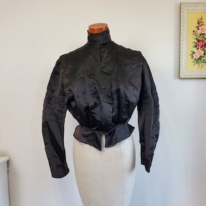 Antique Victorian Blouse Silk Mourning Blouse | Small | Wearable Condition